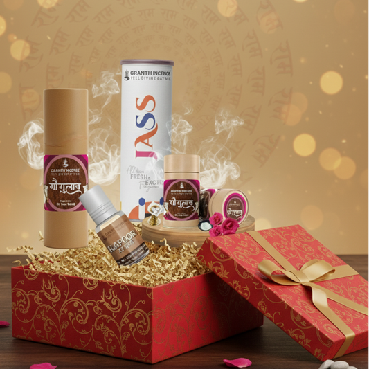 Festive Sampler Gift Set: Gau Gulab, Jass Incense & Kapoor Attar