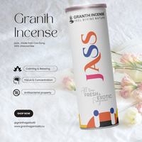 Granth Incense canister with colorful design on a light background